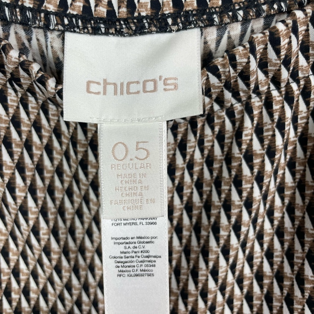 Chico’s Brown Black Diamond Print Wide Leg Flowy Elastic Waist Pull On Pants - Picture 5 of 6